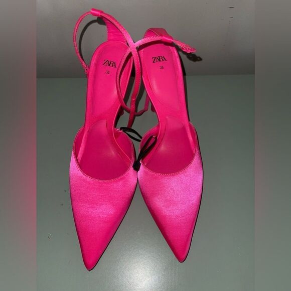 Zara Neon Pink High Heels Size 7 - Picture 11 of 16
